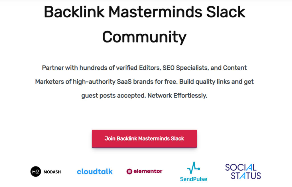 Backlink Masterming slack community